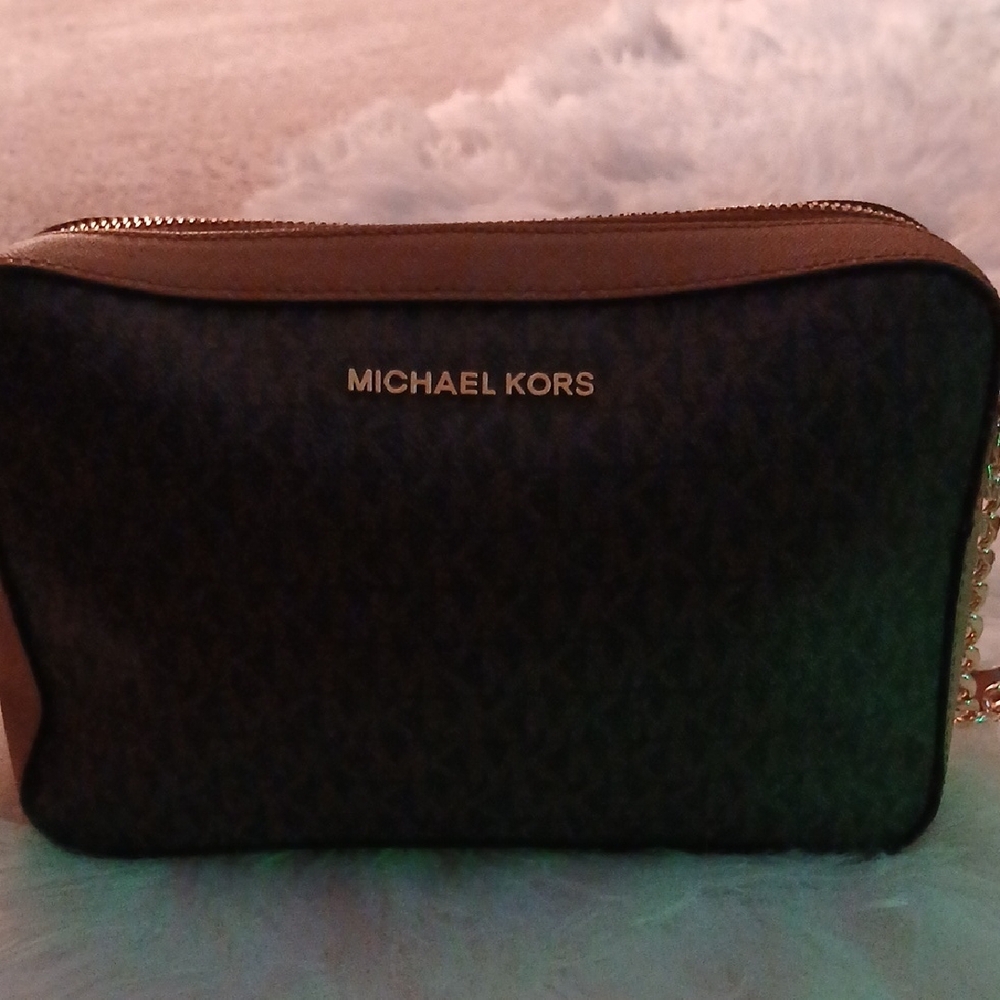 Michael Kors Brown and Tan Crossbody Bag
